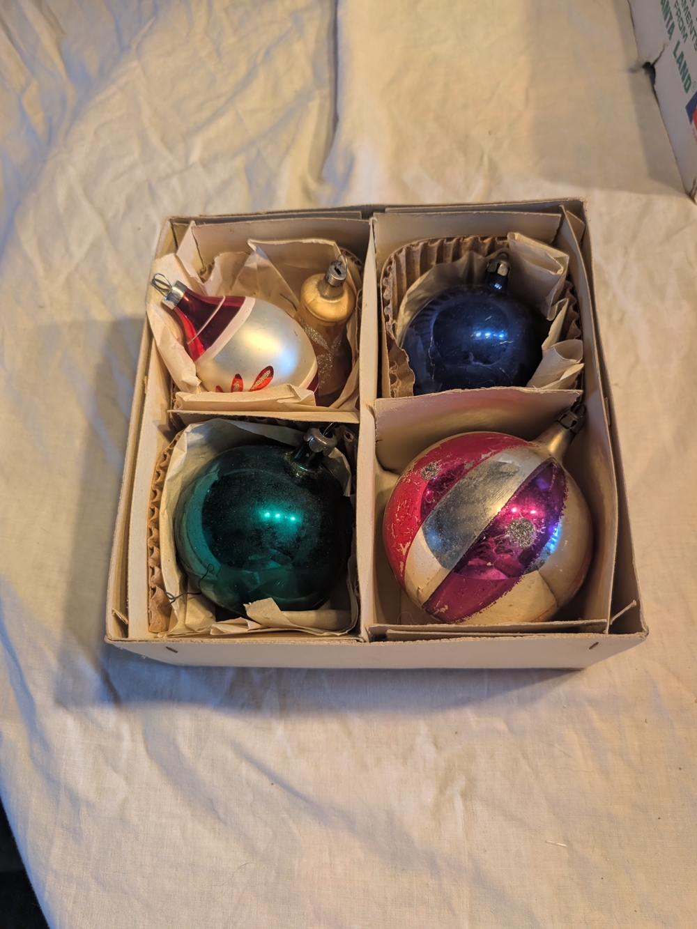 2/60$ Vintage Holiday Ornament Set - Blue, Green, Pink, Gold